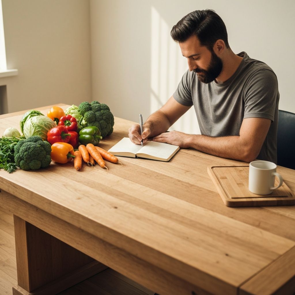Man planning healthy lifestyle habits